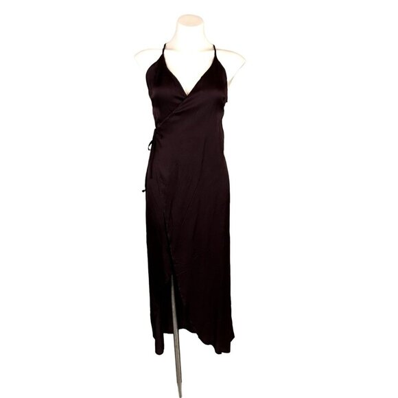 Young Fabulous & Broke NEW! YFB Maxi Slip Dress Wrap Deep Purple SMALL - Picture 2 of 14